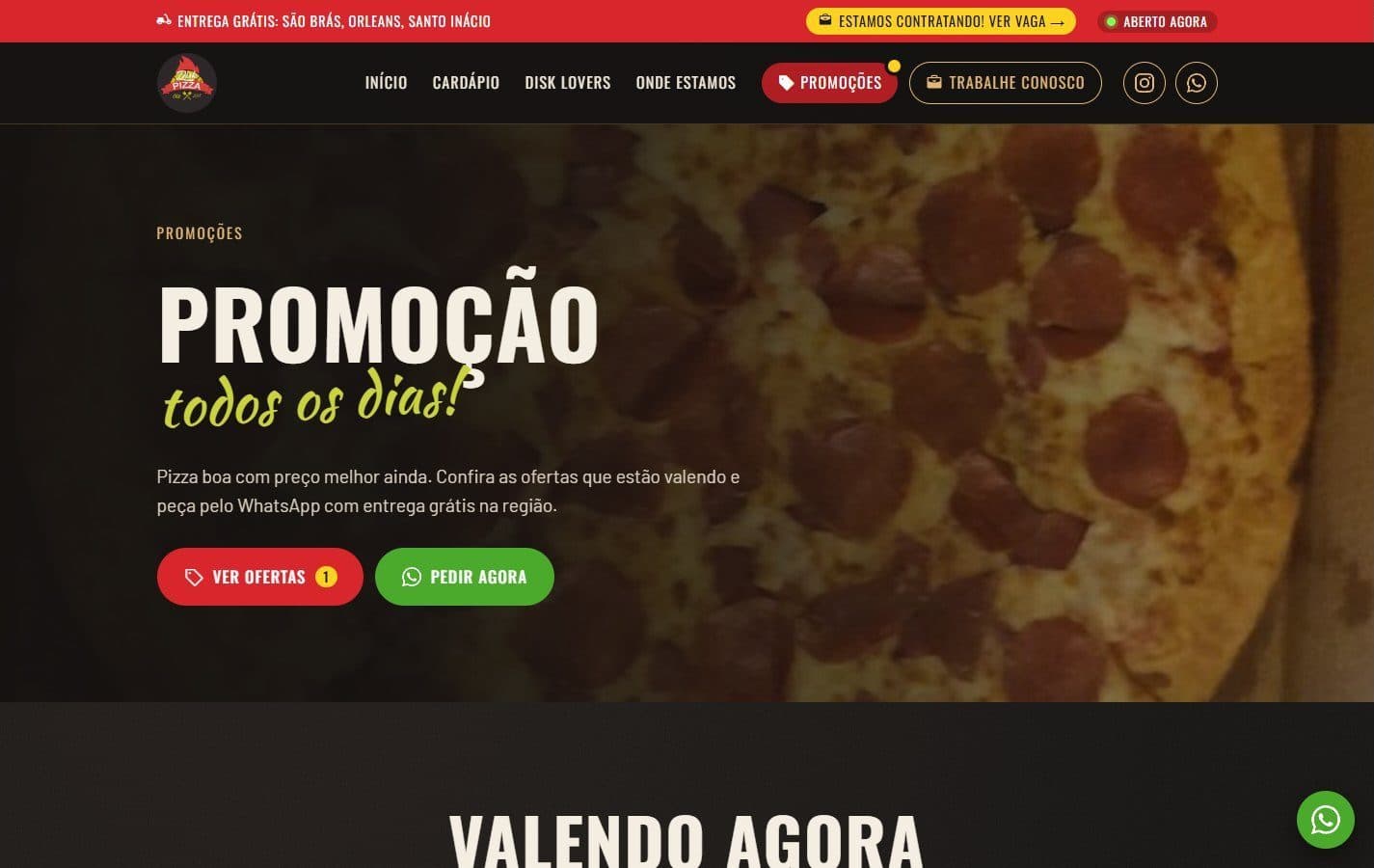 Página de promoções alimentada por um arquivo de dados.