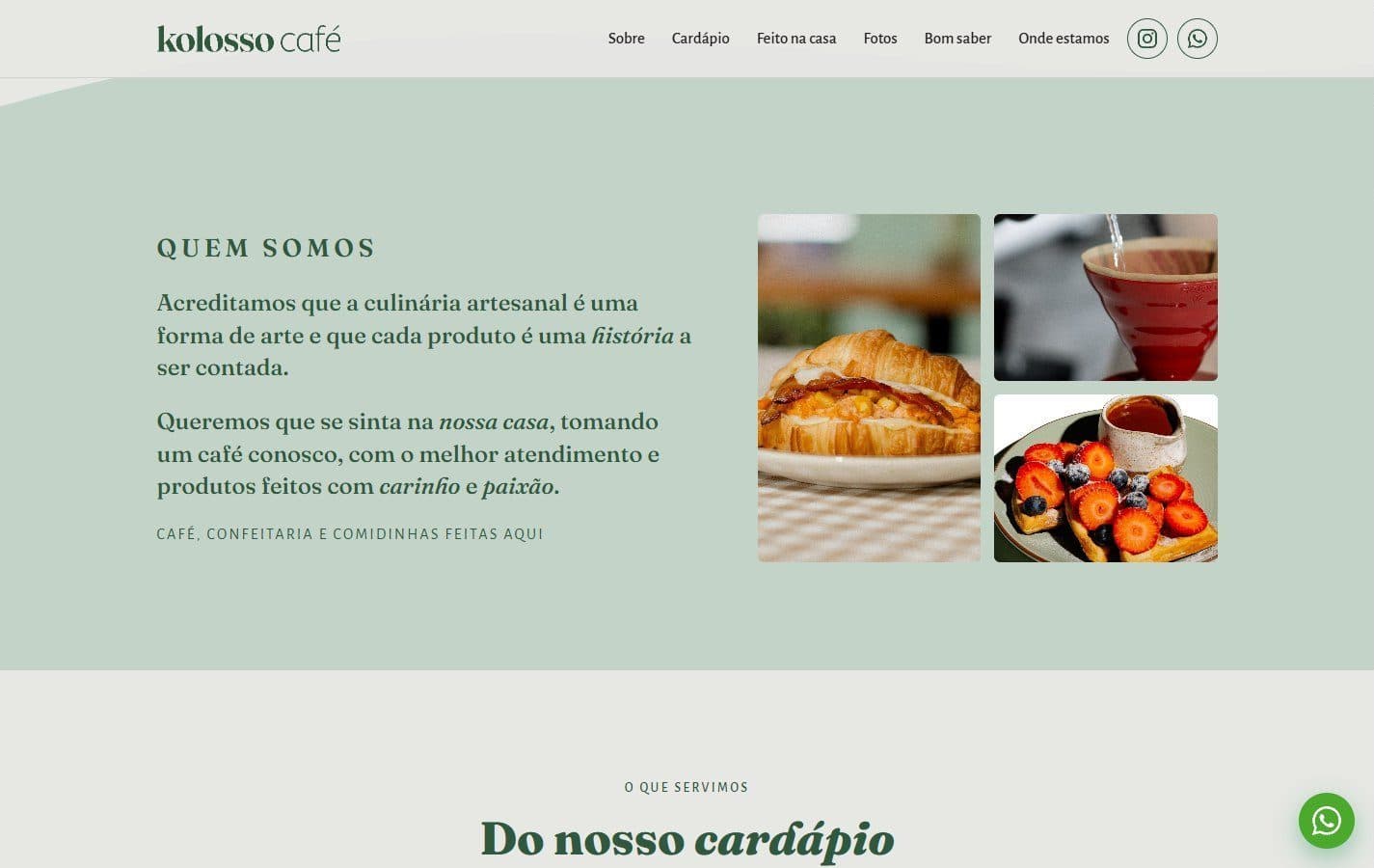 Quem somos, com fotos da casa.