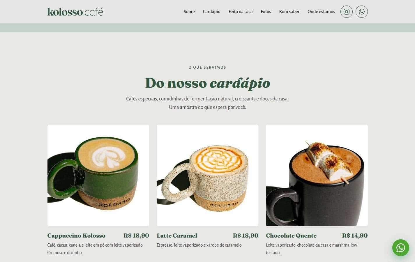 Destaques com preços lidos direto do cardápio.
